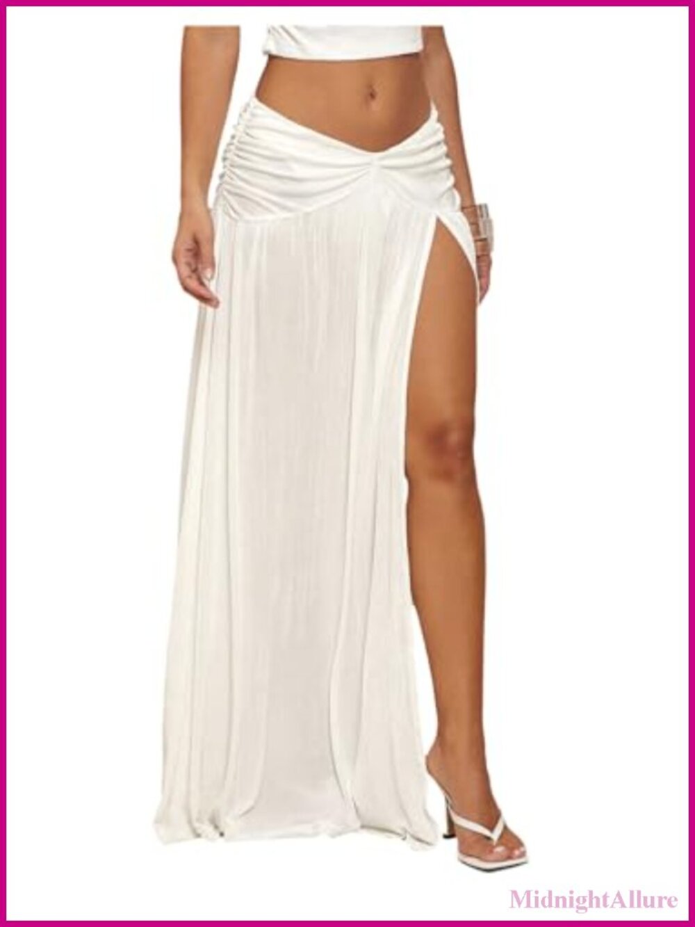 Women's Low Rise Maxi Skirt Side Slit Ruffle Flowy Boho Beach Cover Up